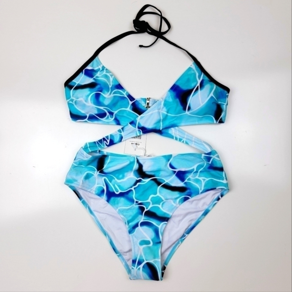Cupshe Wrap One Piece Printed Swimsuit NEW M